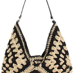 Raffia Knitted Handbag Womens Casual Woven Tote Beach Shoulder Bag